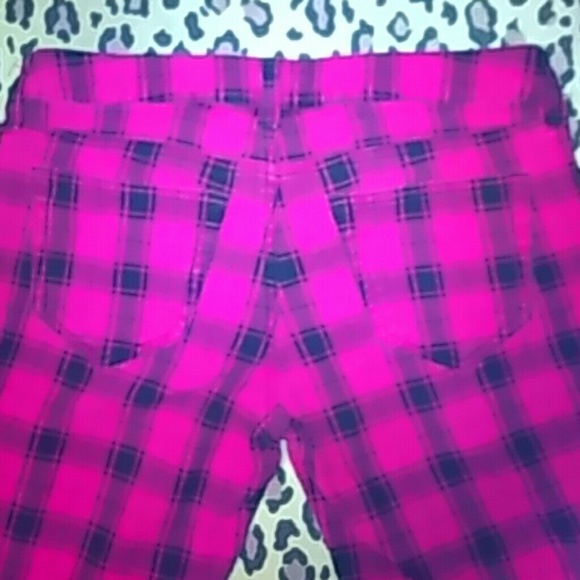 EUC Red Plaid Skinny Jeans - Picture 4 of 5